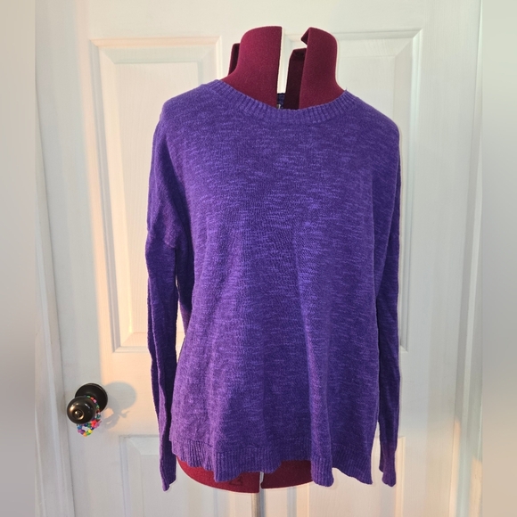 Eileen Fisher Purple Women's Linen & Cotton Blend Crew Neck Sweater - Picture 1 of 8